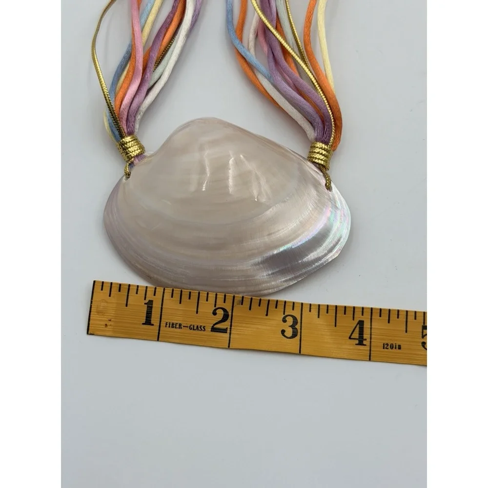 Vintage Mother of Pearl Shell Necklace Multi Strand Pastel Boho Chic Beach Ocean